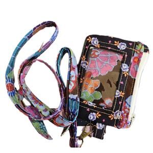 100 % Cotton Floral Boho Max Zip ID Case Lanyard Key Ring Dorm ID Holder Wallet